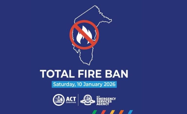 Total Fire Ban Declared on Saturday 10 January 2026 In ACT
